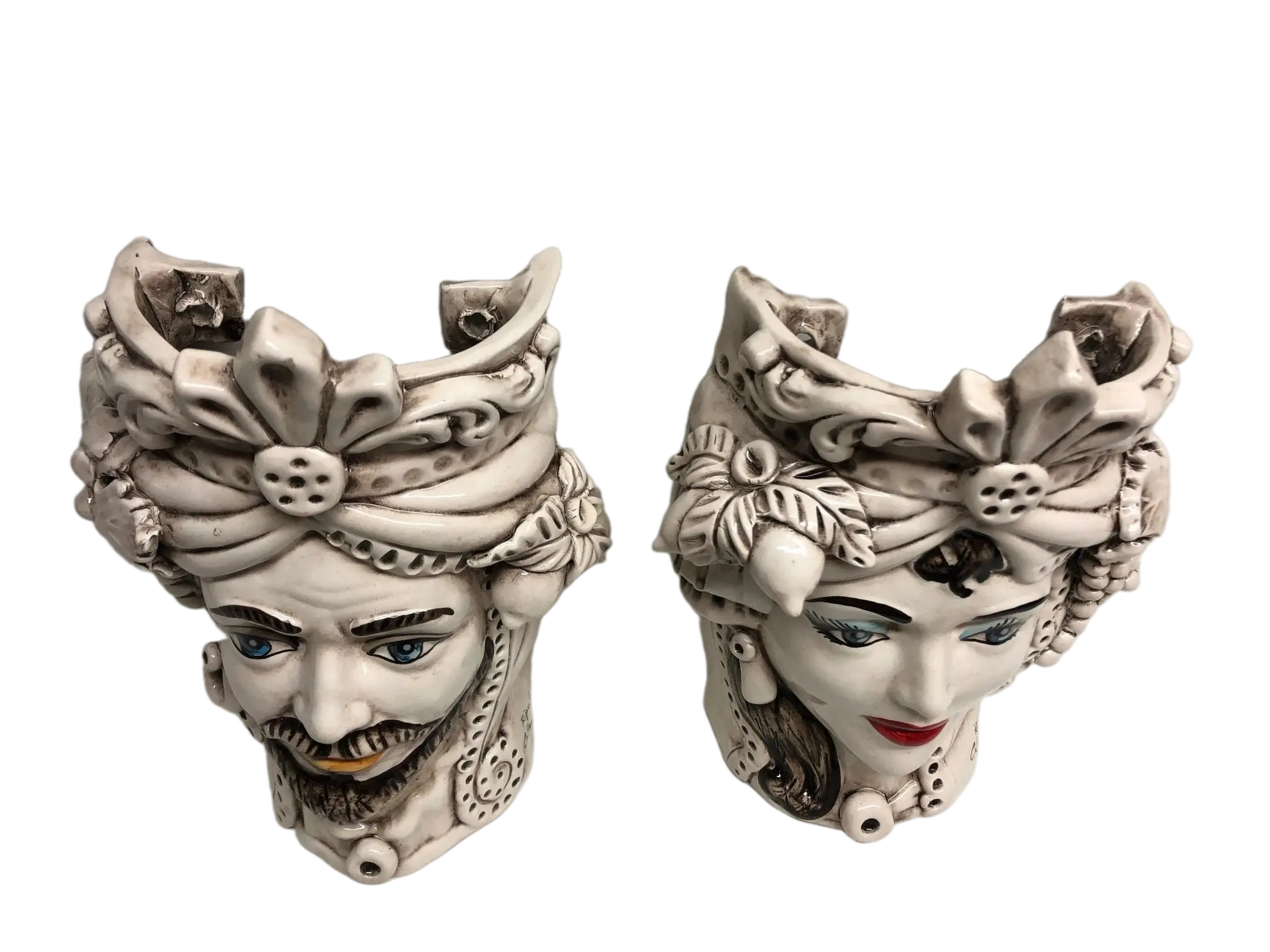Teste di Moro Classica Applique Ceramica Caltagirone cm H.27 L.20 Effetto Invecchiato - DD CERAMICHE SICILIANE